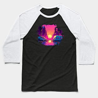 Retrowave Camping Baseball T-Shirt